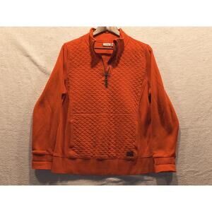 L.L Bean Quilted Sweatshirt Pullover Orange 1/4 Zip Women’s Large